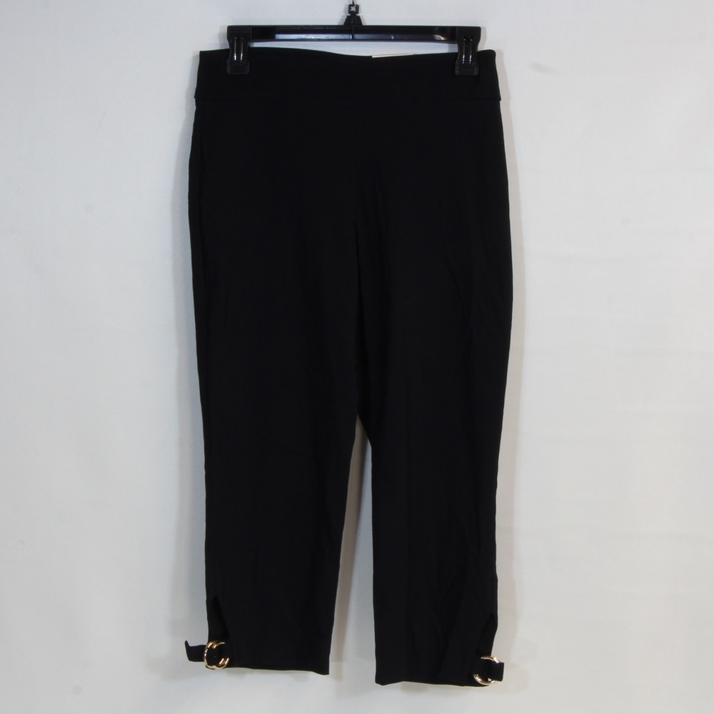 JM Collections Petite Organic Bloom Double Ring Deep Black Capri Pant NWT Size S